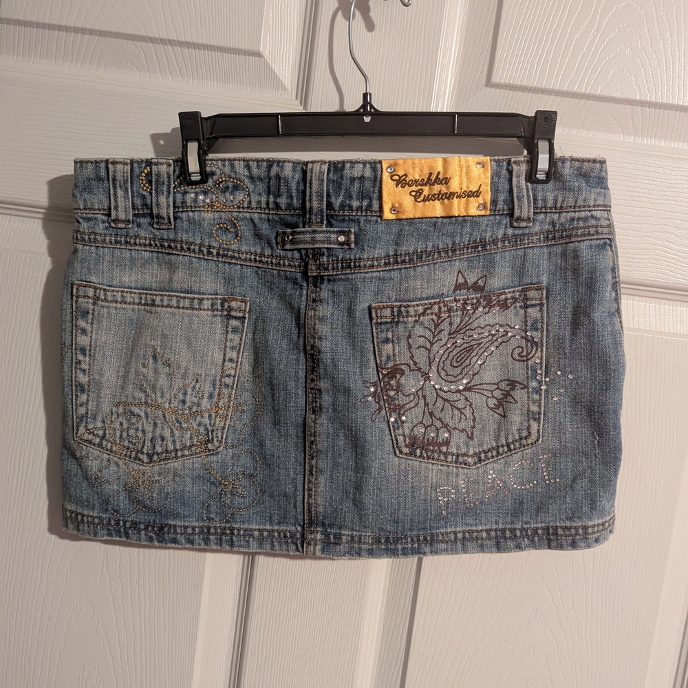 Bershka Jeans Denim Collectin - Yellow and Blue Embellished Mini Skirt